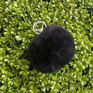 New Black fur ball keychain